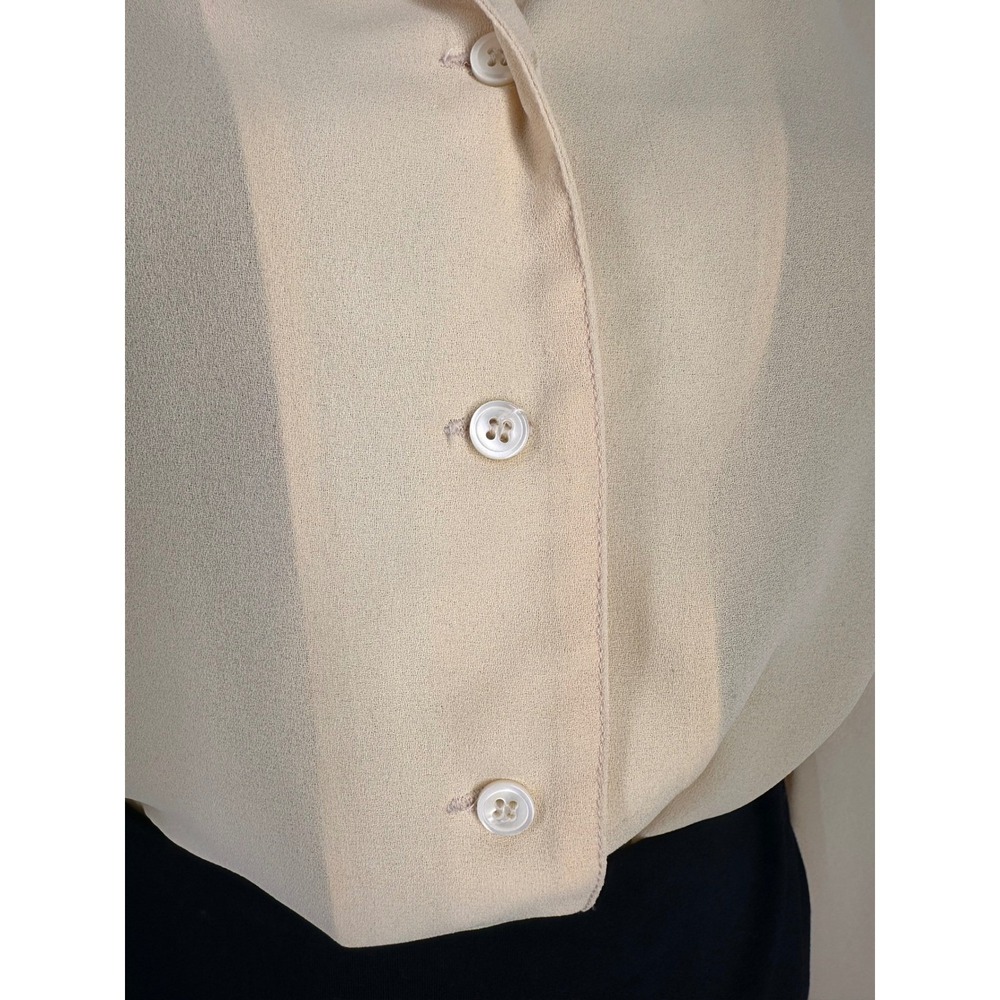 Christian Dior Vintage Yellow Chiffon Button Down Blouse Pleated Shoulder Size 6 - Picture 16 of 16